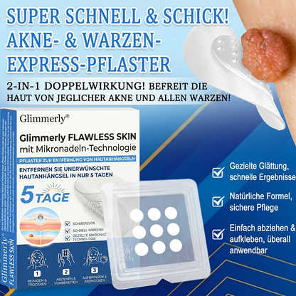 👩‍⚕️ Glimmerly® 2-in-1 Mikronadel- & Hydrokolloid-Pflaster ❄️ Entferner für erhabene Muttermale, Akne, flache Warzen & Hautanhängsel | Verbessert Falten, Narben & Hautunreinheiten | Unsichtbare Stern-Pickelpflaster für Gesicht & Körper