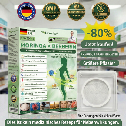 ✅👩‍🔬Einmal täglich, sichtbare Veränderungen in 7 Tagen Luxarise® Moringa · Berberin 10-in-1 fortschrittliches Nano-Mikronadel-Pflaster  Übergewicht, Diabetes, Schlafapnoe und Gelenkprobleme